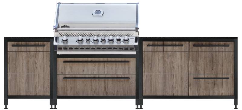 Burnout Kitchen: BurnoutBBQ Outdoorküche L-Form XL mit Napoleon Prestige PRO 665, Theke und Kühlschrank