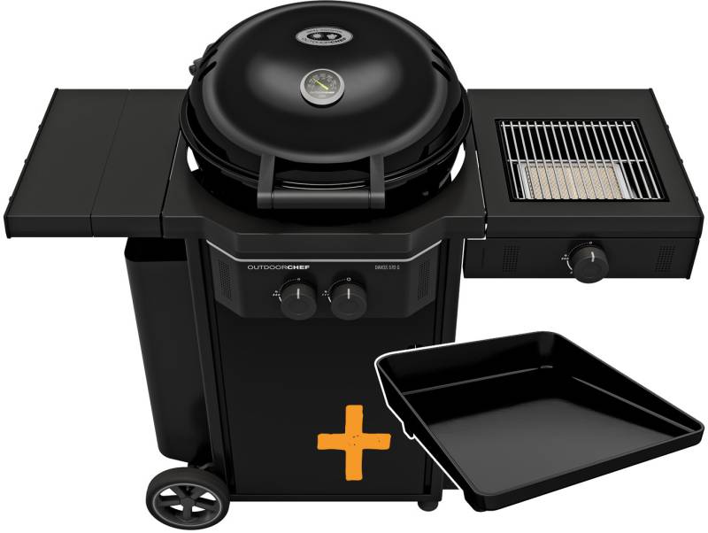 Outdoorchef Gas Kugelgrill Station DAVOS 570 G Pro BZ mit Blazing Zone und 11 kg Gasflaschen-Kit + Plancha