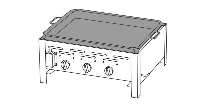 TGO 3-Brenner Gastrobräter / Gasbräter mit Stahlpfanne