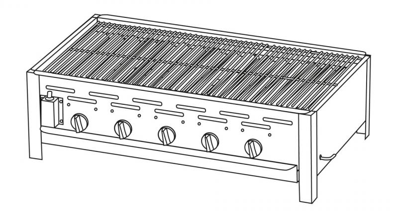 TGO 5-Brenner Gastrobräter / Gasbräter mit verchromten Rost