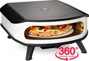 COZZE Pizzaofen Gas 42,5 cm (17&quot;) mit Thermometer - inkl. rotierendem Pizzastein + Hitzeschild